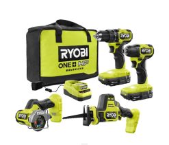 RYOBI 18V kompakt børsteløst kombisett med 4 verktøy elektroverktøy Z800T869