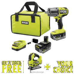 RYOBI 18v one+ hk børsteløs 4-modus 1/2 slagnøkkelsett med høyt dreiemoment med gratis 18v one+ hk børsteløs stikksag og valgfritt verktøy elektroverktøy Z800T7