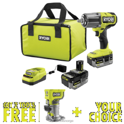 RYOBI 18v one+ hk børsteløs 4-modus 1/2 slagnøkkelsett med høyt dreiemoment med gratis 18v one+ kompakt ruter og gratis valgfritt verktøy elektroverktøy Z800T4