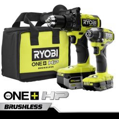 RYOBI 18v one+ hk børsteløs borehammer og slagdriver 2-verktøysett elektroverktøy Z800T861