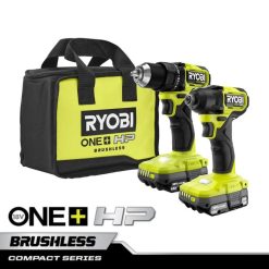 RYOBI 18v one+ hk kompakt børsteløs drill og slagdriver 2-verktøyssett elektroverktøy Z800T863