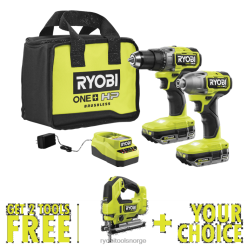 RYOBI 18v one+ hp børsteløs 2-verktøys kombinasjonssett med gratis 18v one+ hp børsteløs stikksag og valgfritt verktøy elektroverktøy Z800T15