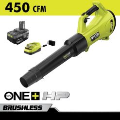 RYOBI 18v one+ hp børsteløs whisper serie 450 cfm blåsesett utendørs Z800T310