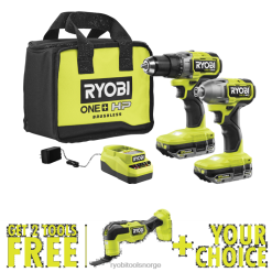 RYOBI 18v one+ hp børsteløst 2-verktøys kombinasjonssett med gratis 18v one+ hp børsteløst multiverktøy og gratis valgfritt verktøy elektroverktøy Z800T14
