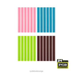 RYOBI 24 stk. full størrelse variasjon farge limstifter tilbehør Z800T741