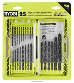 RYOBI 25 stk. rund skaft svart oksid borkronesett tilbehør Z800T783