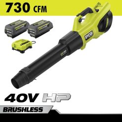 RYOBI 40v hk børsteløs whisper serie 730 cfm blåsesett utendørs Z800T314