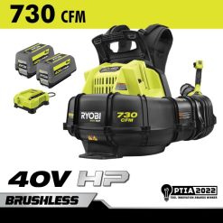 RYOBI 40v hk børsteløs whisper serie 730 cfm ryggsekkblåsersett utendørs Z800T301